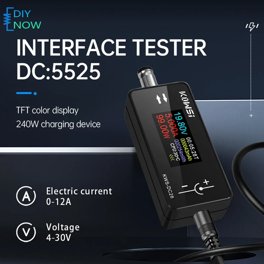 Digital Display Power Meter Voltage Tester DC 4-30V 0-12A with HD Screen for Computer Monitors and Power Tools