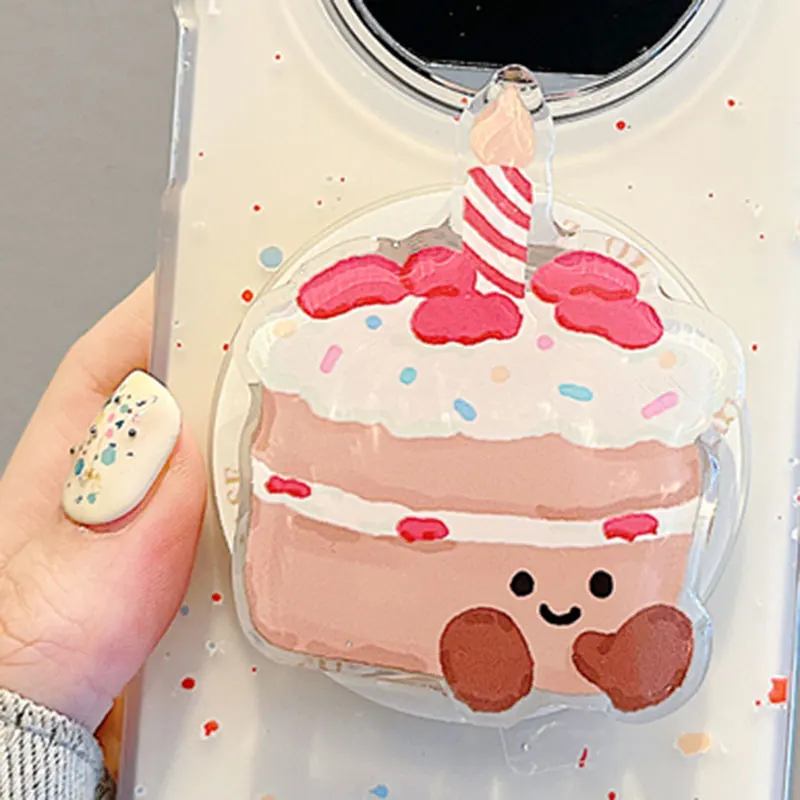 Cartoon Cake Strawberry Magnetic Holder Grip Tok Griptok Phone Stand For MagSafe Ice Cream Accessories Universal Bracket Support