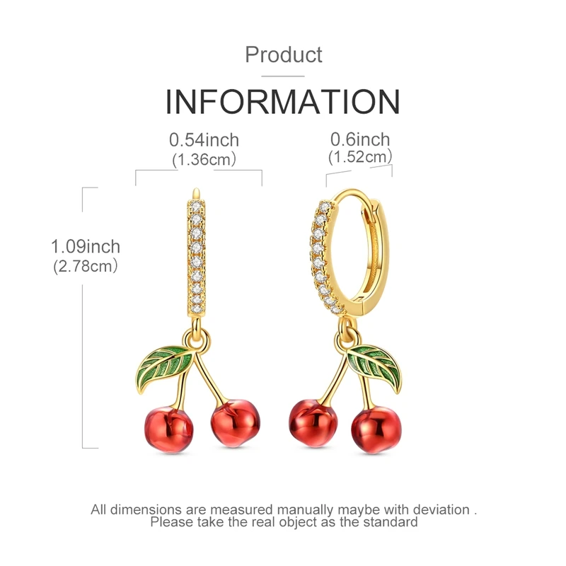 925 Sterling Silber Creolen mit baumelnden Kirsch- und Leoparden-Zirkonia-Anhängern – Schmuckgeschenk für Frauen und Teenager-Mädchen – Detail 6