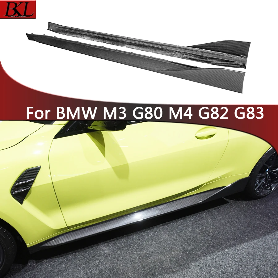 For BMW M3 M4 G80 G82 G83 2021  Dry Carbon Fiber Side Skirts Side bumper Splitters Side skirt Cupwings Winglets Canards Apron