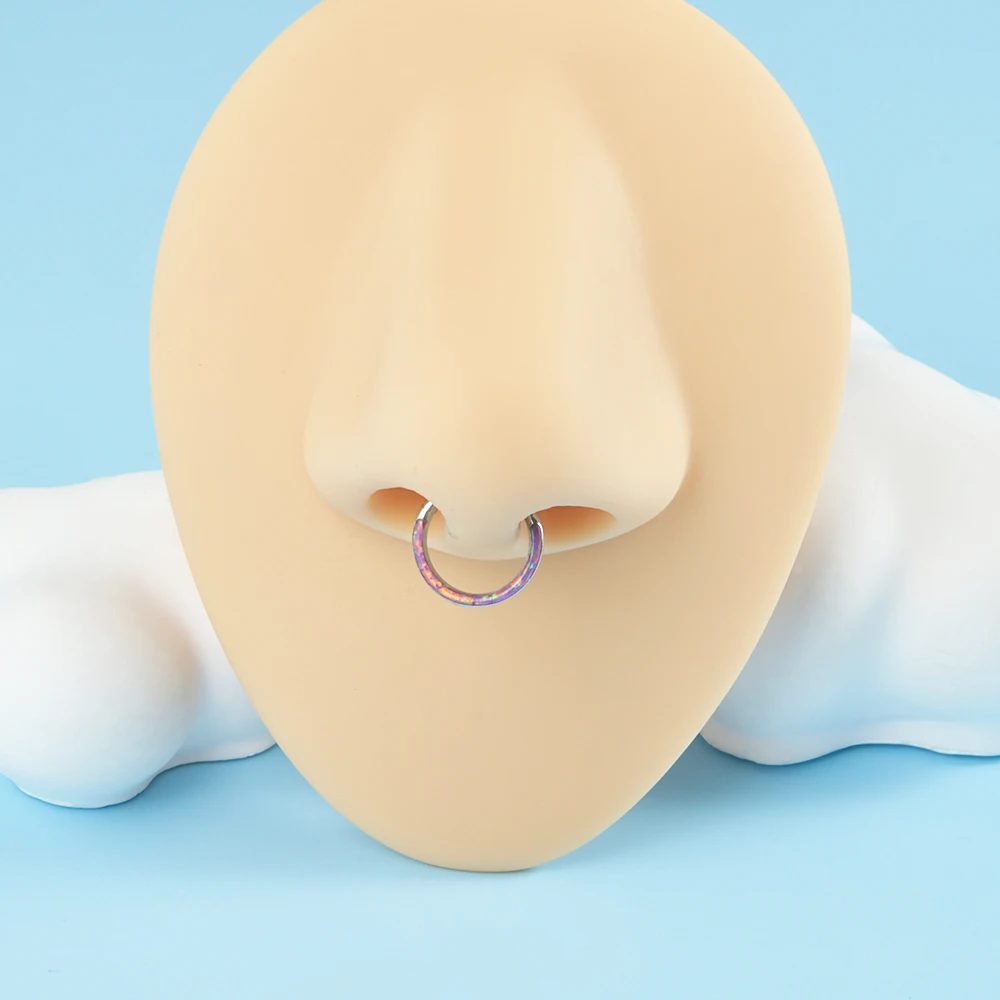 1 قطعة الجراحية الصلب أوبال الأنف الحاجز الفرس خواتم الأذن الزنمة اللولب الغضروف القرط هيئة ثقب المجوهرات 16 جرام #6