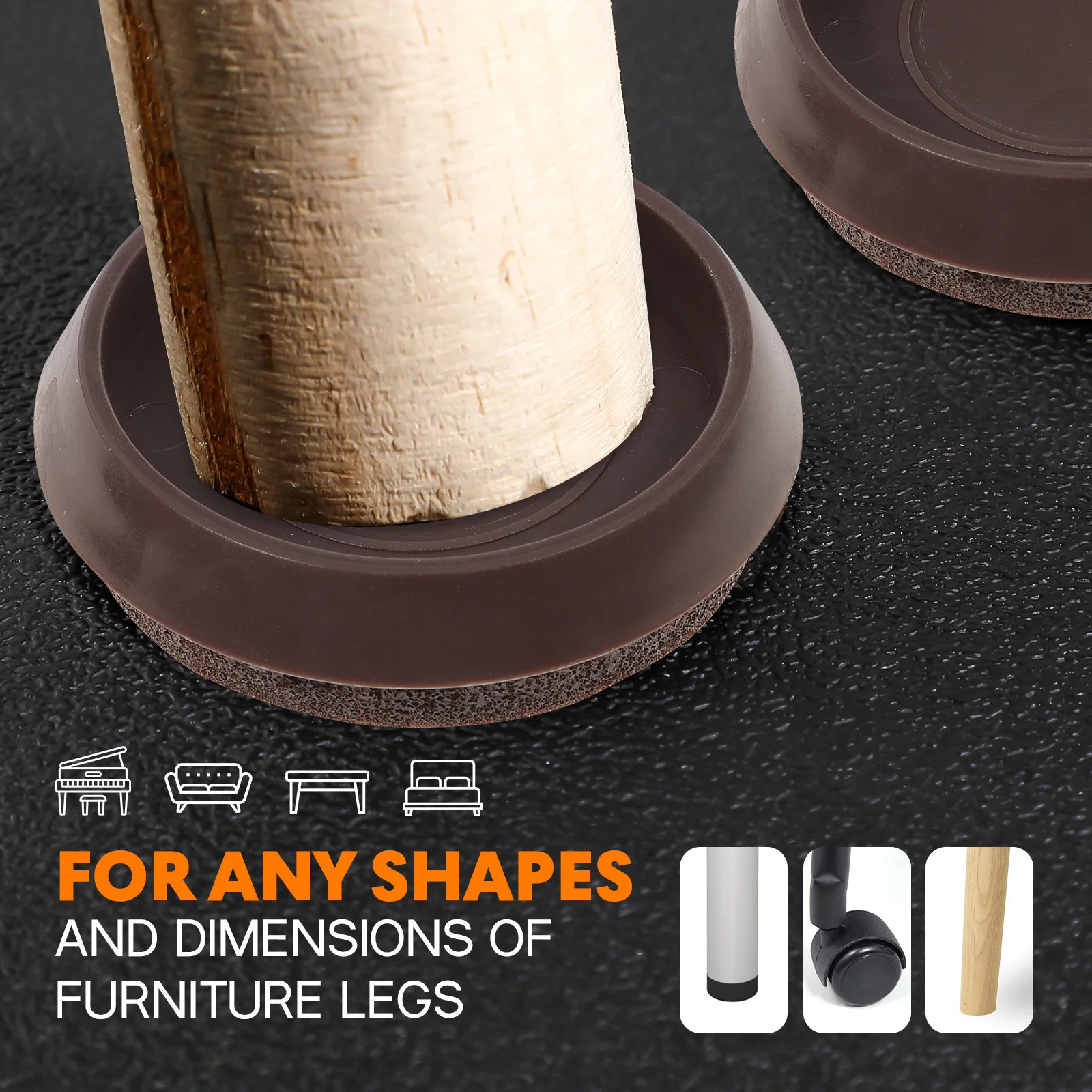 

10 Pcs Coaster Anti-slip Caster Cup Furniture Pads Wheel Stoppers Light Brown Felt Office Casters