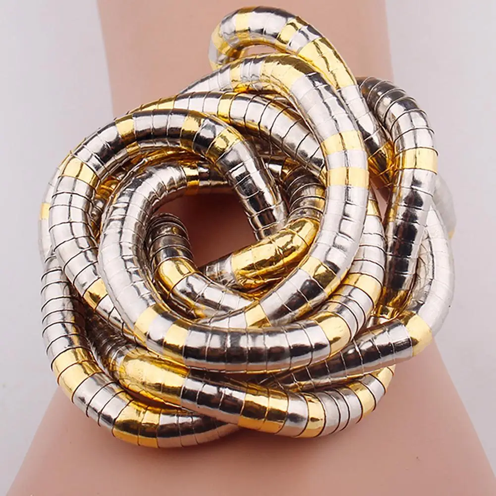 Unisex Individual Snake Chain Bracelet Bendable Snake Necklace Luster Flexible Adjustable Dance Cosplay Performance Jewelry