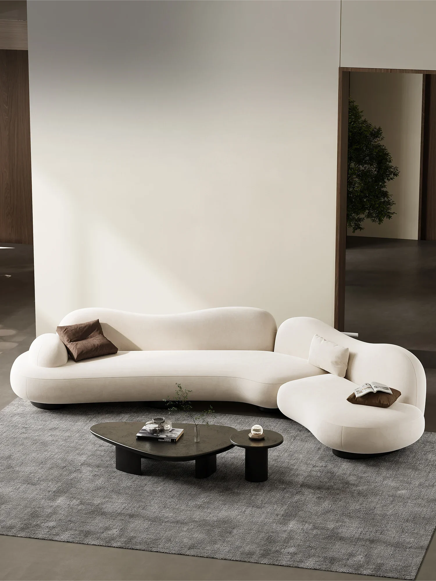 

Italian minimalist fabric sofa curved living room large flat-floor villa designer special-shaped corner sofa original