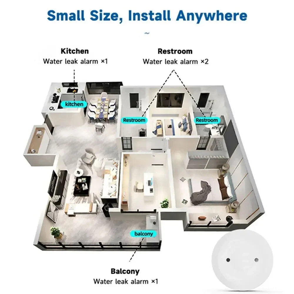 Zigbee3.0 Water Leakage Detector Immersion Sensor With Remote APP Notification Alert Work With Alexa Google Need Zigbee Gateway