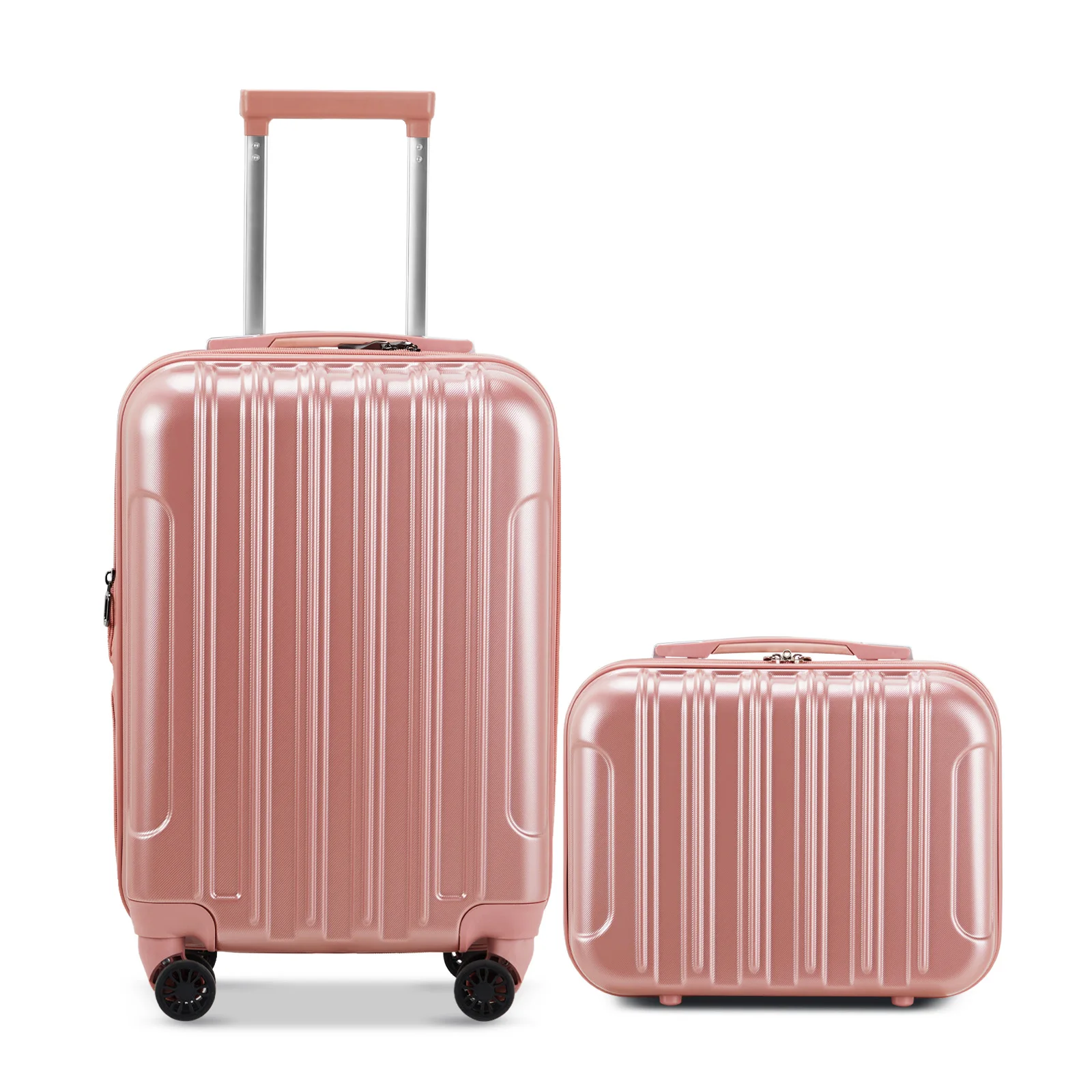 

2 Piece Luggage Set, 20" Carry-On Expandble Luggage Hardside Lightweight Suitcase, 14" Mini Cosmetic Cases makeup suitcase