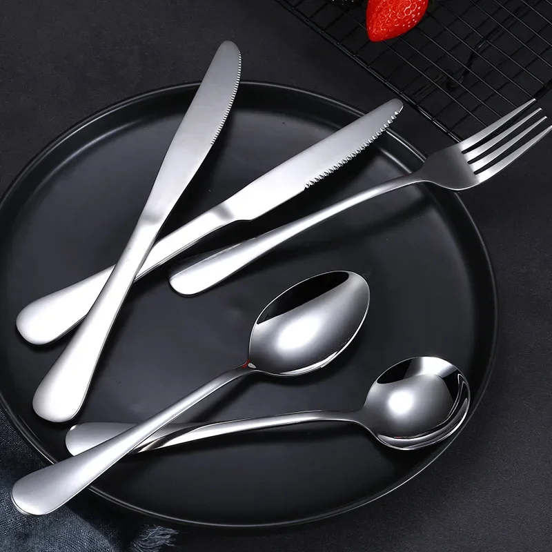Tableware Stainless Steel Flatware Sets Steak Knives Tea Spoon Fork Dinnerware