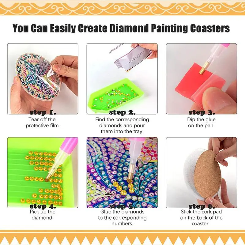 Diamond Art Coaster Set Lightweight And Durable Coasters Exquisite Arts And Crafts For Adults Kits