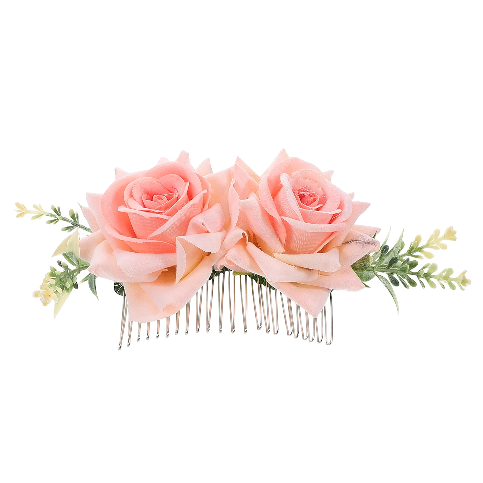 

Artificial Flower Hair Combs Pink Floral Hair Clips For Women Wedding Party Bridal Headpieces Slide Barrettes Decorative