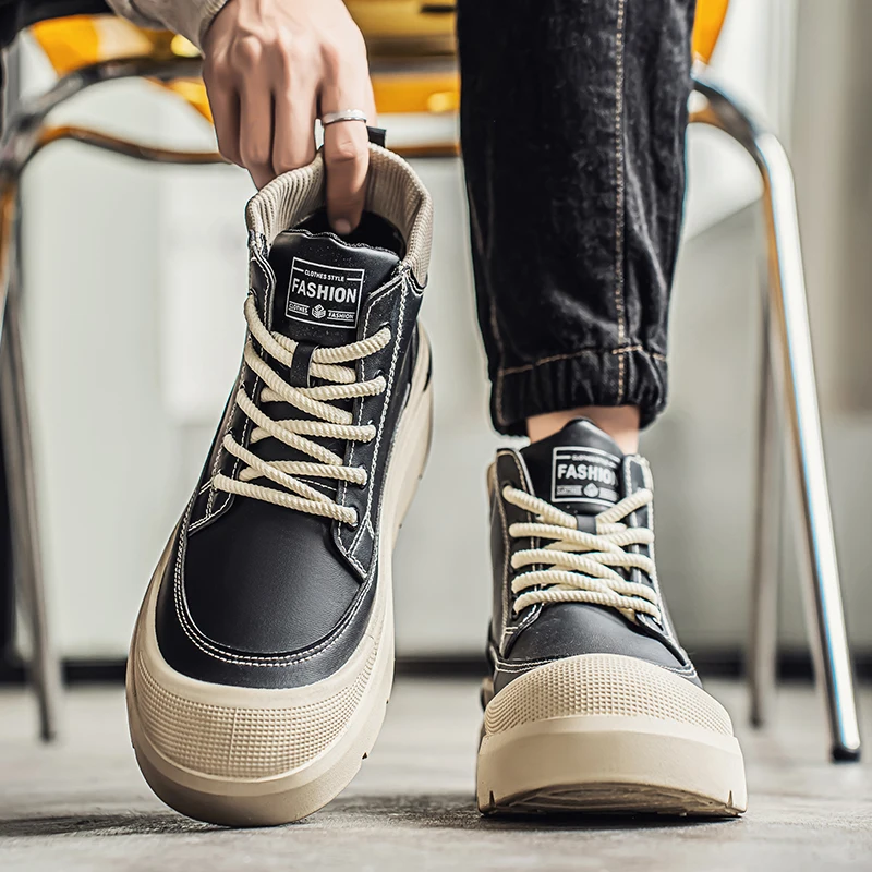 High Tops Men's Casual Tooling Boots Outdoor Working Ankle Boot Basic Mans Fashion Mens Climbing Shoes Thick Bottom Hot Sale