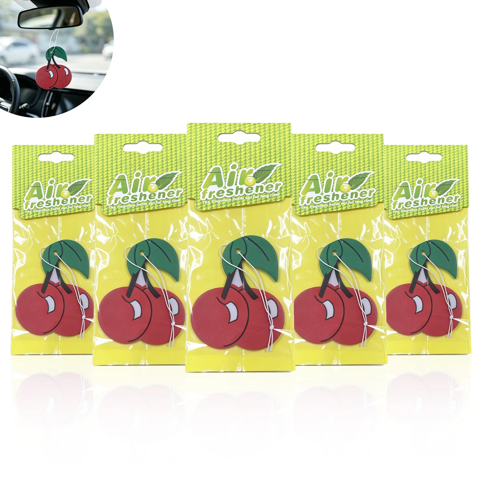 Ambientador para Auto con Aroma a Cereza, 3-20 Piezas, Árbol Colgante de Papel para Auto y Hogar