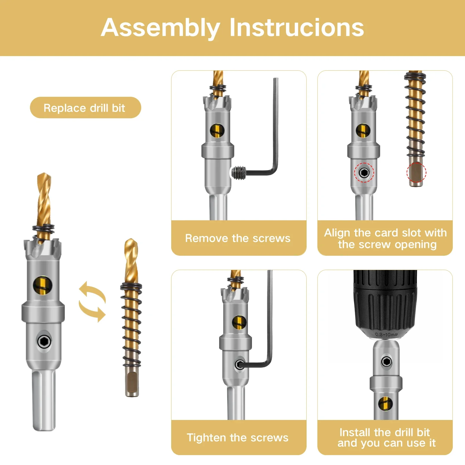 7PCS TCT Lochsäge Bohrer Bits 16-45mm Hartmetall Lochsäge Kit Mehrzweck Loch Schneiden Säge Set edelstahl Platte Metall Schneiden