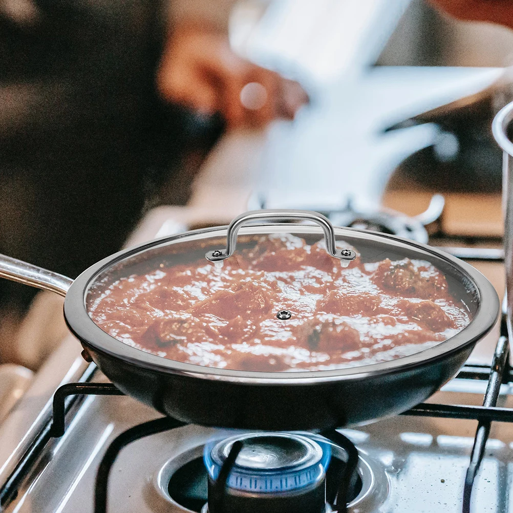 

Pot Glass Cover Stainless Steel Heat-Resistant Kitchen Pan Lid Cooking Universal Frying Pan Glass Lid Wok Cover