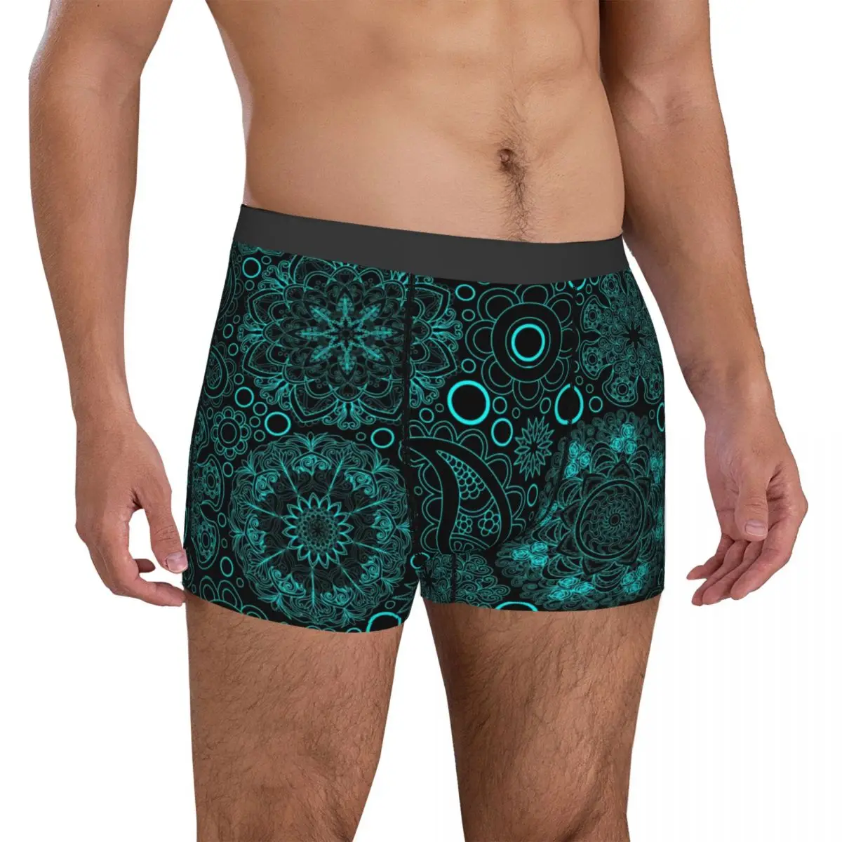 Boho Paisley Underwear Blue Mandala Men Panties Design Stretch Trunk Trenky Boxer Brief Plus Size