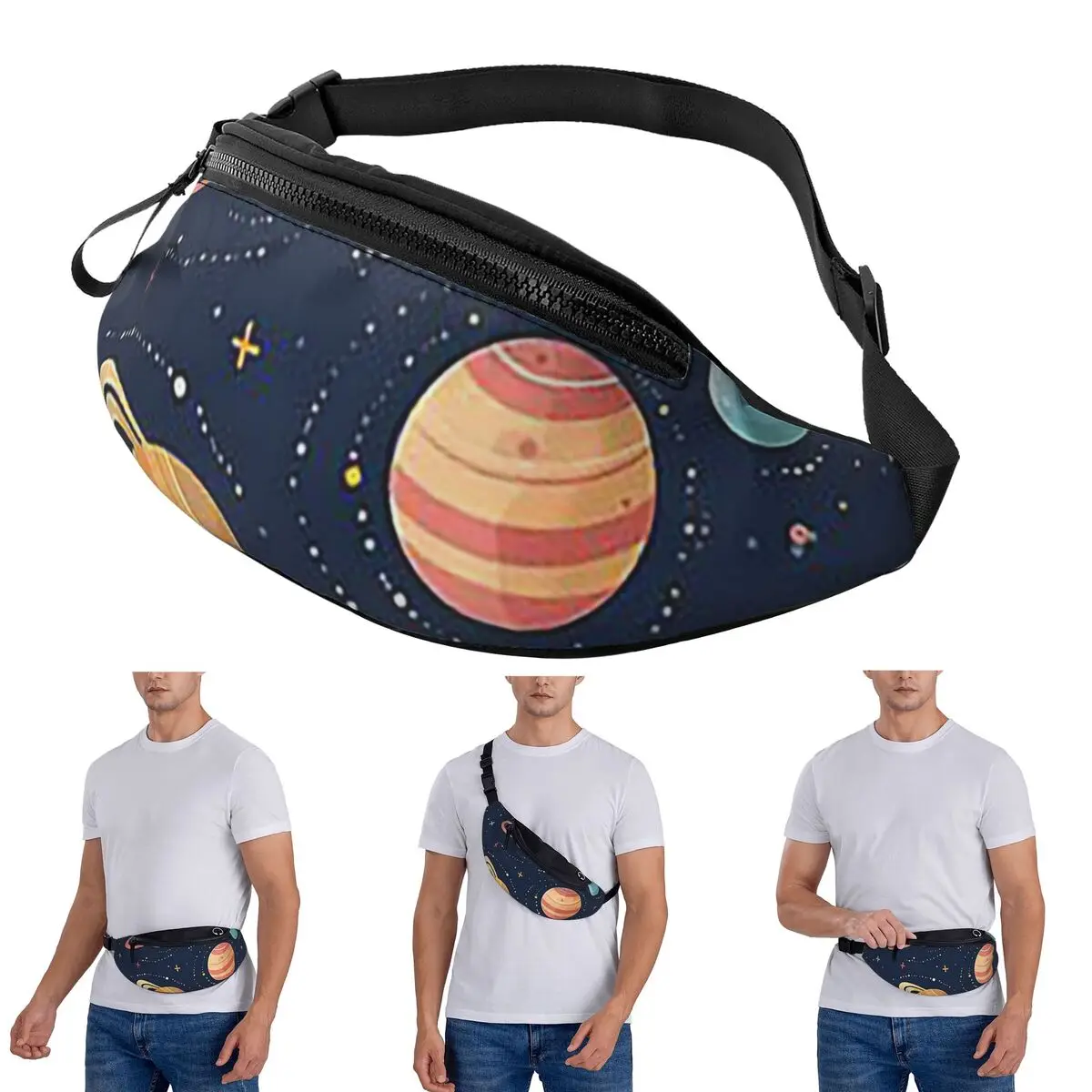 Crossbody Waist Bag Solar System Space Planets Universe Men Women Fanny Pack Traveling Running Money Phone Pouch