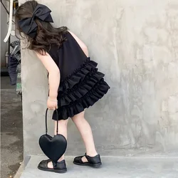 Summer Baby Girls Sleeveless Black Dress for Girls Hanging Cool and Niche Temperament Sleeveless Lace Skirt Children Vest Dress