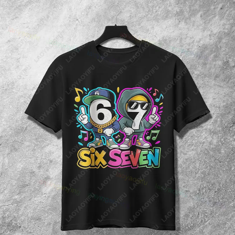 Men's Funny 67 Number Design with Lightning Effects Graphic T-Shirt 100% Cotton Short Sleeve Casual Tshirt All Season Wear