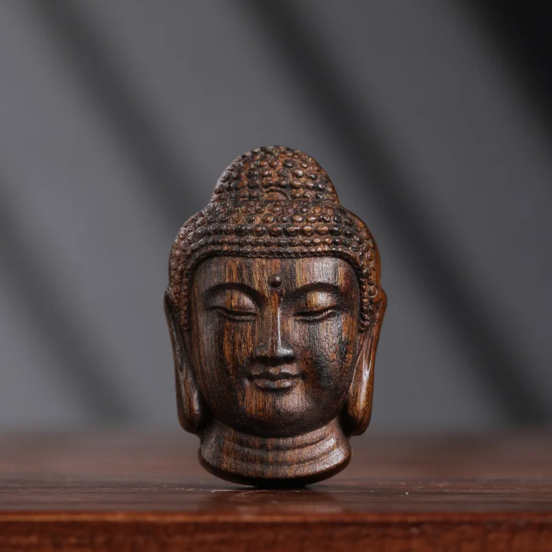 Factory Store Agarwood Carving Vairocana Buddha Head Ornament Pendant Wooden Carving Crafts Car Pendant Ornament