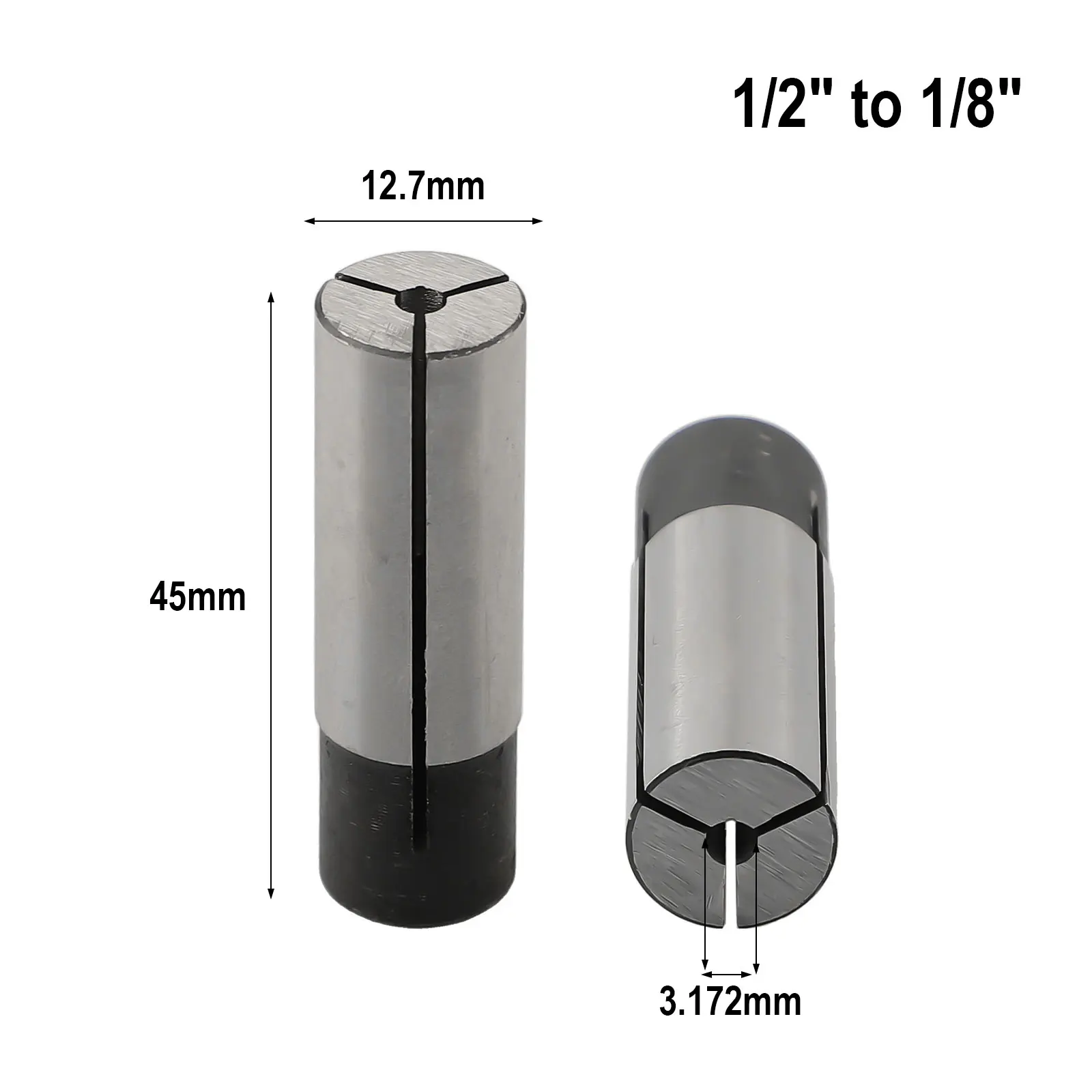 

1/2" 1/4" 1/8" Collet Adaptor Shank Reducer Bit CNC Spindle Router 4/6/8/10mm Tube Clamp Adapter Deceleration Drill Bit