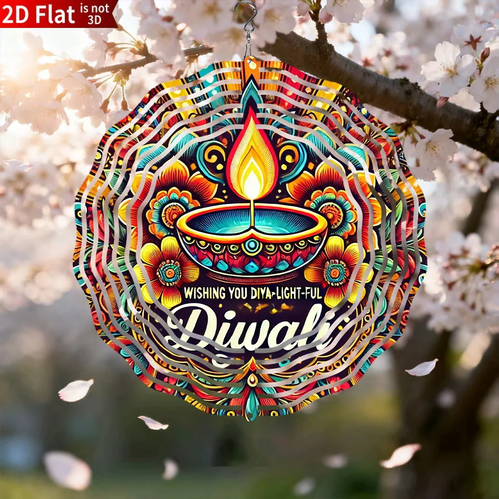 CIFbuy 2D Metal Wind Chimes Diwali Spinning Rotating Hook Outdoor Garden Yard Patio Decor Gift