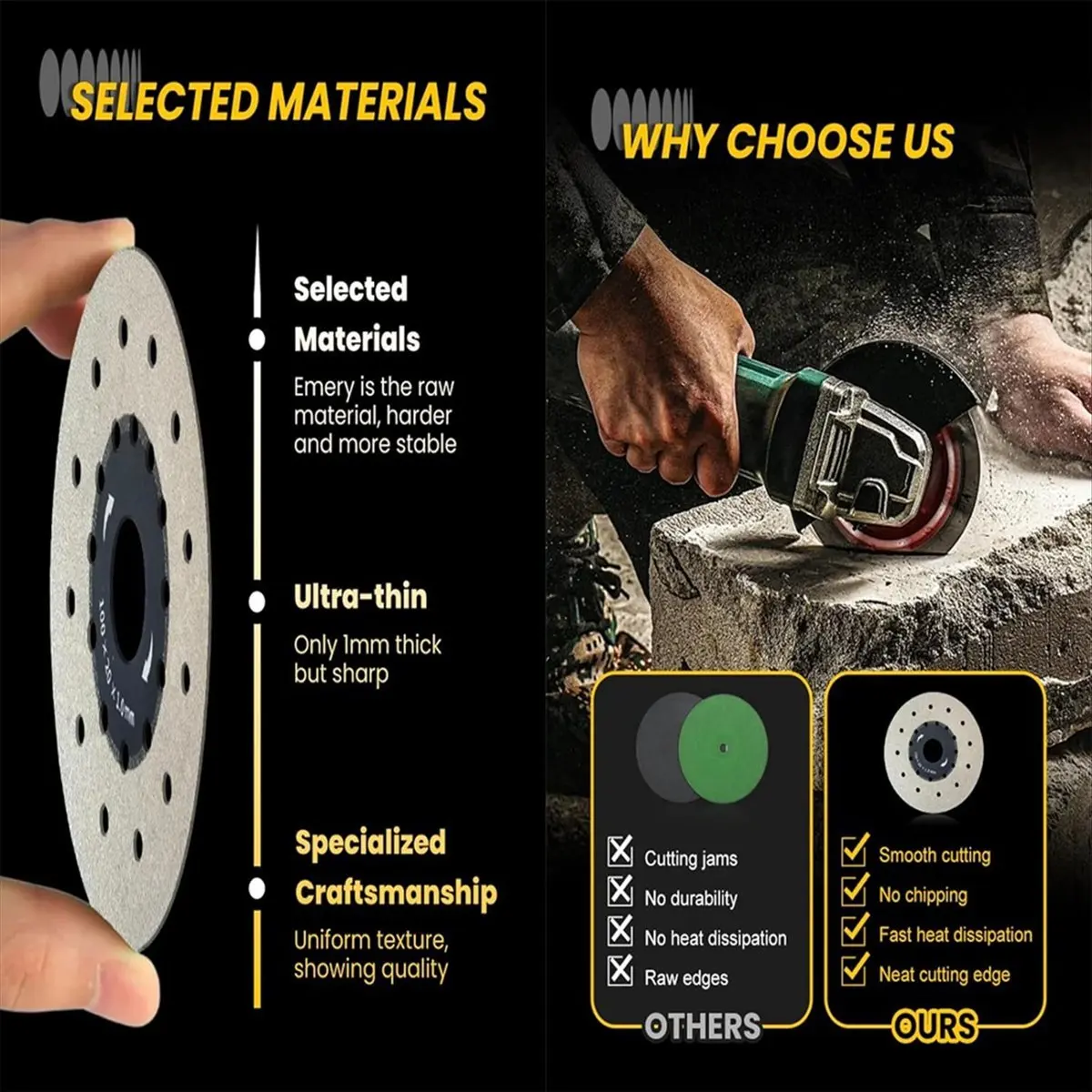 

(AIMA) 10pcs Porous Cutting Blade for Stone Ceramic,Diamond Tile Cutting Grinding Wheel Disc for Angle Grinder