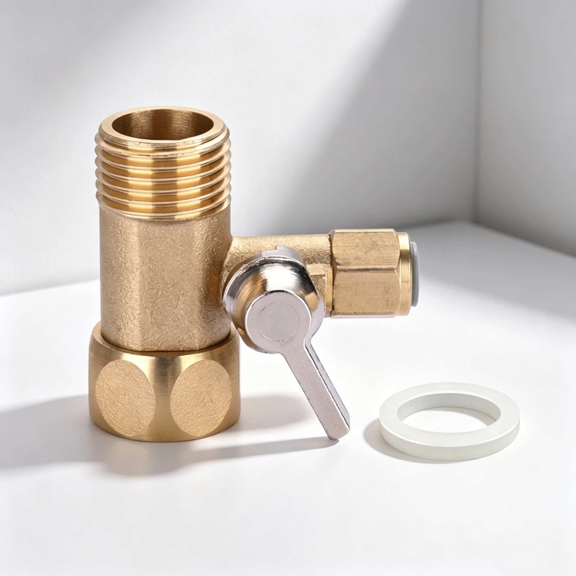 Kitchen Water Purifier Ball Valve 4 Point to 3/2 Tube Connector Food Grade ABS Brass Flow Control for Home Office Systems
