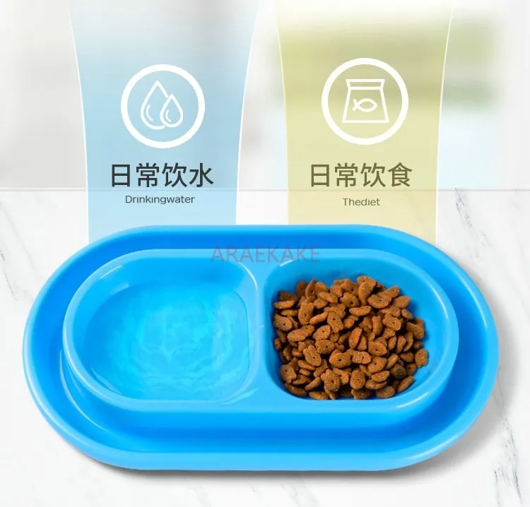 1pcs Pet Feeding Double Bowls Plastic Food Water Feeder For Dogs Cats Puppy Dog Feeder Dispenser Prevent ants from crawling