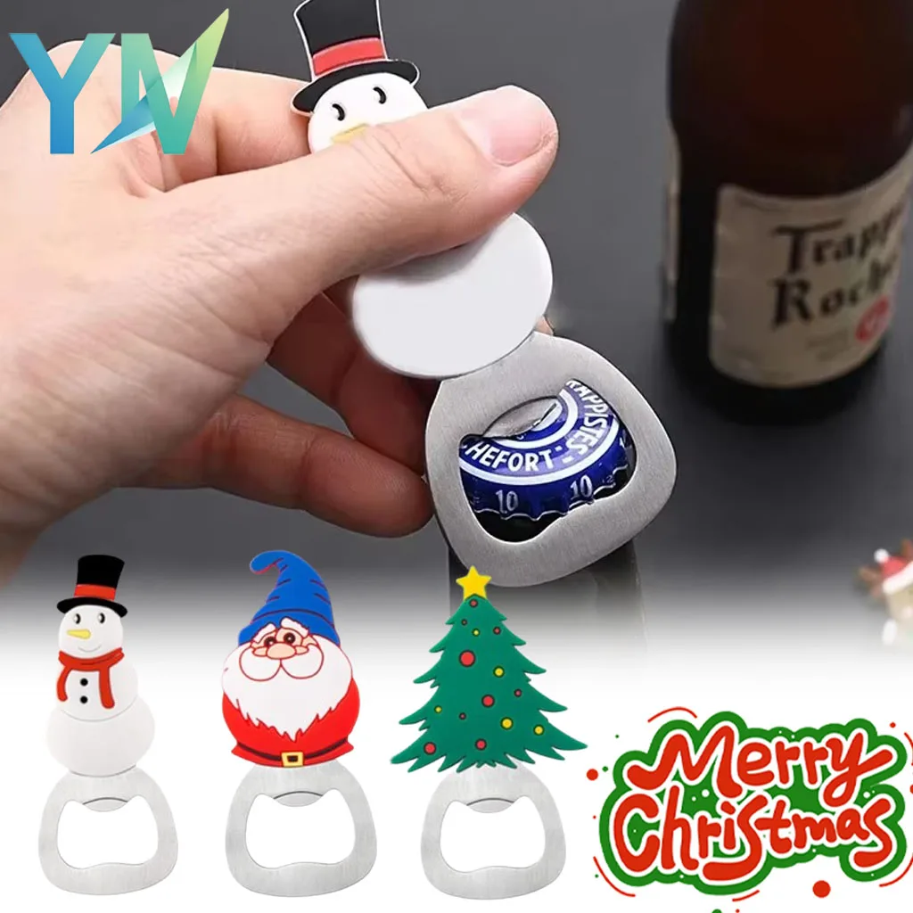 1-10PCS Cartoon Christmas Bottle Opener Santa Claus Tree Snowman Design for Home Party Restaurant Gift Holiday Favors Gathering