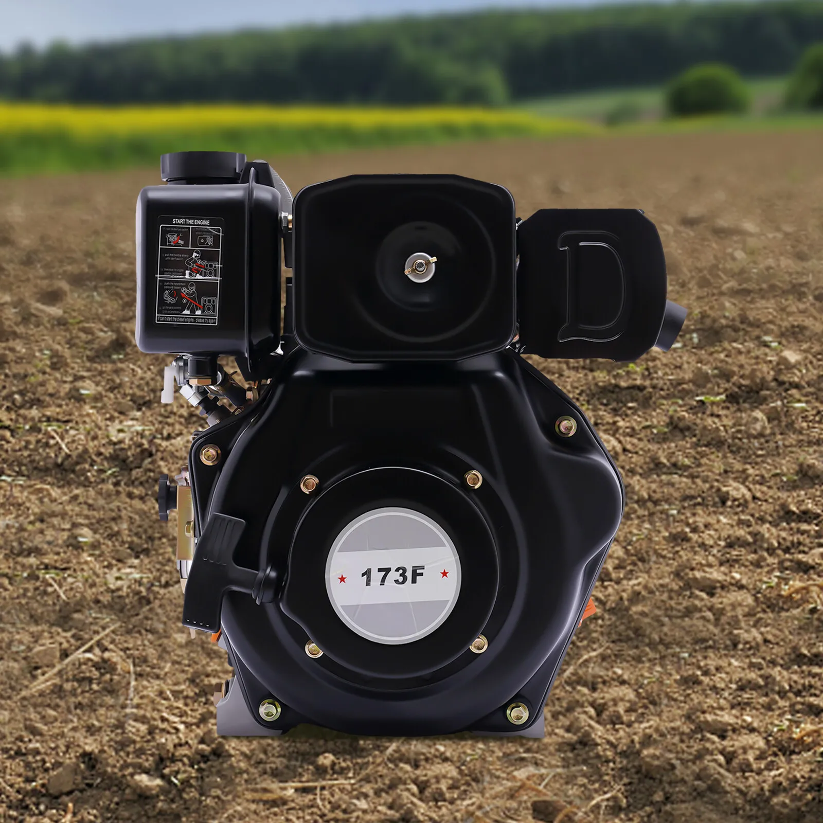 247CC 3600r / Min 4-Stroke Tiller Diesel Engine 5HP Vertical Motor Single Cylinder Air-Cool for Road Cutting Machine, Grinding Machine, Water Pump, Micro Tiller