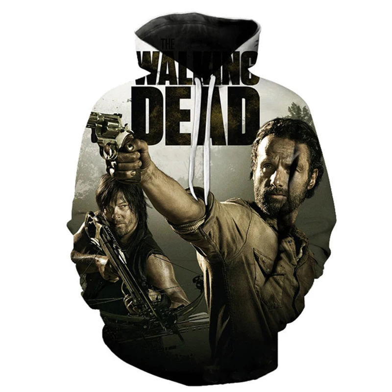 The Walking Dead Horror 3D Print Hoodies الرجال النساء أزياء المتضخم هالوين البلوفرات قمصان سويت شيرت بقلنسوة ملابس الشارع الشهير #6