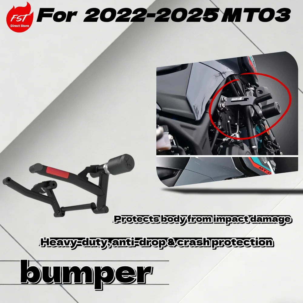 Para Yamaha MT03 2022-2025: Protetor de Motor e Escape (Crash Bar) Antiqueda com Deslizador Completo para Proteção Total - Acessórios de Modificação