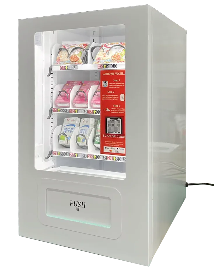Wholesale QR Code Vending Machine with 3 Trays Could Customized Color logo for Snack Cans in Gum bar