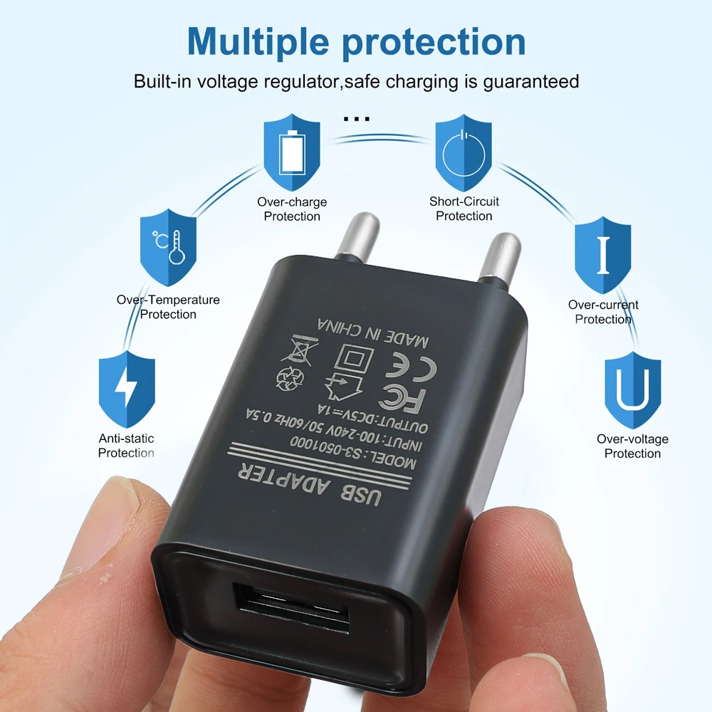 Portable 5V 1A USB Charger Adapter Wall Charging Head Mobile Phone Charger EU Plug For iPhone Xiaomi Samsung Travel Charge - náhled 4