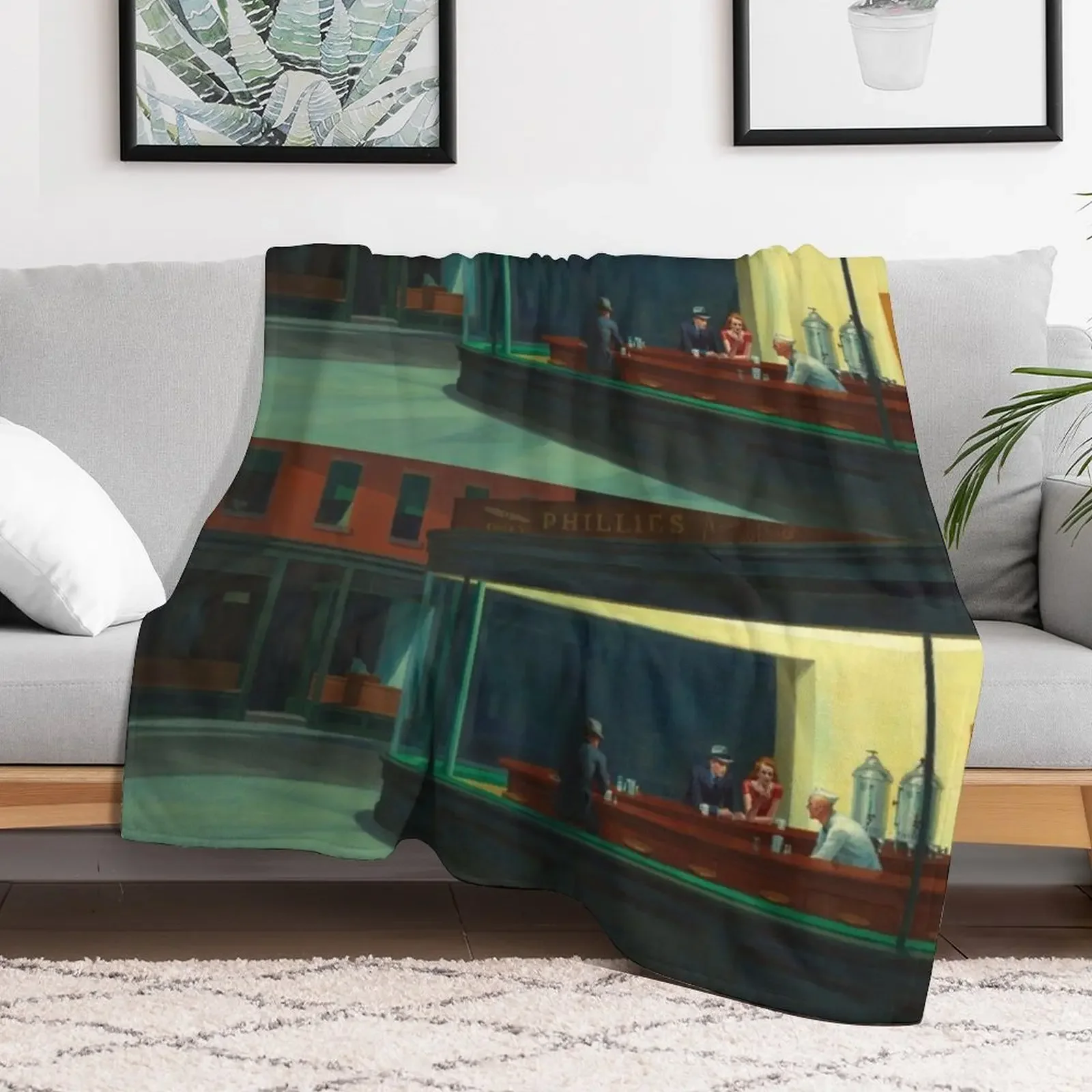 Nighthawks Throw Blanket Warm Flannel Blanket for Couch Chair Bedroom