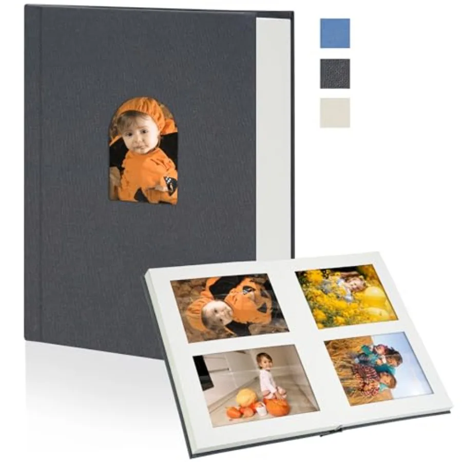 

Premium Small Photo Album 4x6 for 60 Pictures, Linen Cover Photo Book with Writing Space, Ideal for Wedding Albums, Baby Books,