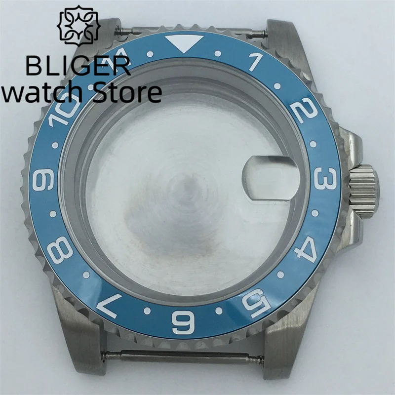 BLIGER 40mm case with Tiffany Blue ceramic bezel sapphire glass fits the NH34 NH35/36 ETA2836 2824 PT5000 Miyota8215 DG movement