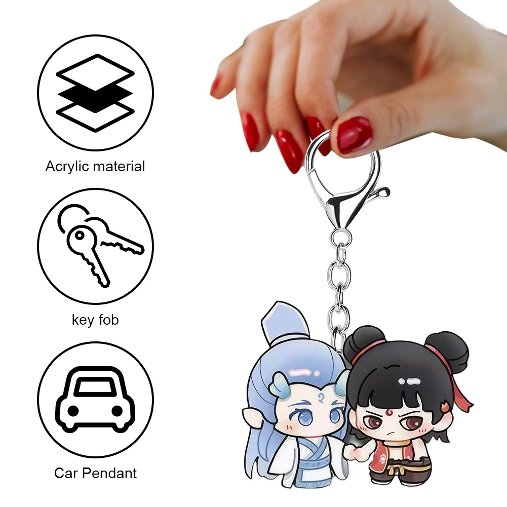 3 uds películas periféricas Ne Zha Ao Bing llavero colgante acrílico colgante llave colgante coche regalo para Fans amigos