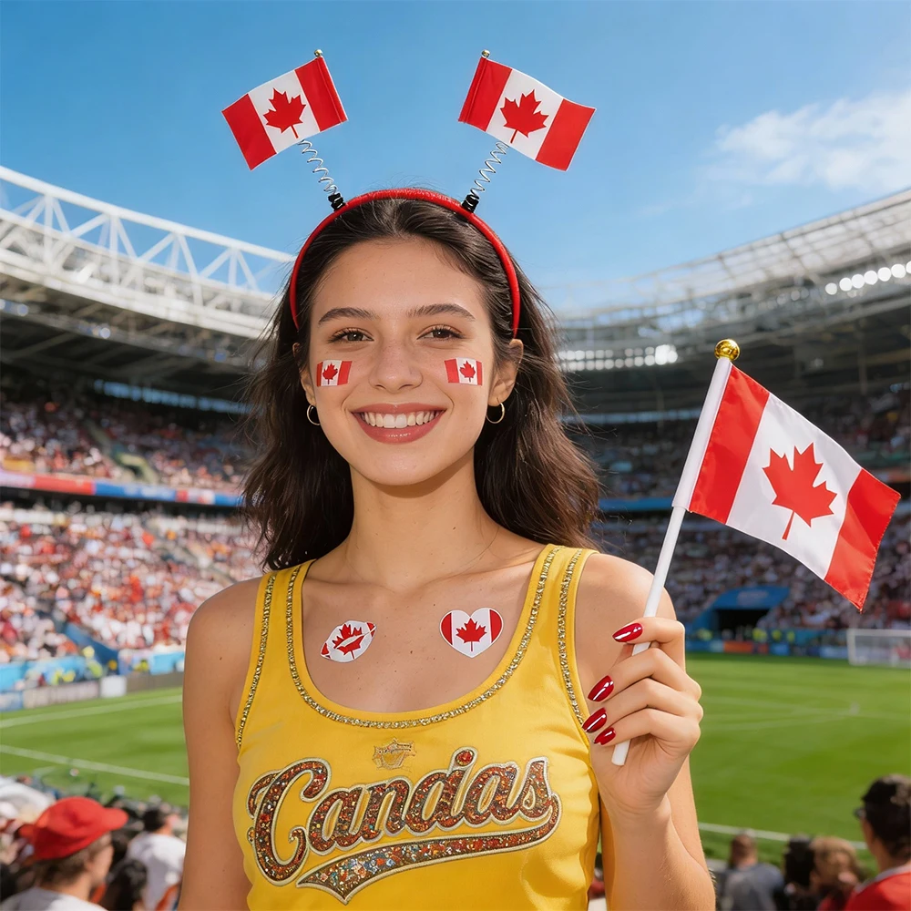 

Canada Sports Fan Cheering Kit,Flag Nail Art Sticker,Tattoo Stickers and Nail File Hairband Decoration Sticker Decals Full Set