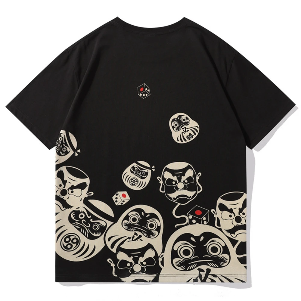 Lyprerazy Japanese Style Tide Brand Harajuku Dharma Egg Printed Personalized Men's Short Sleeve T-Shirt