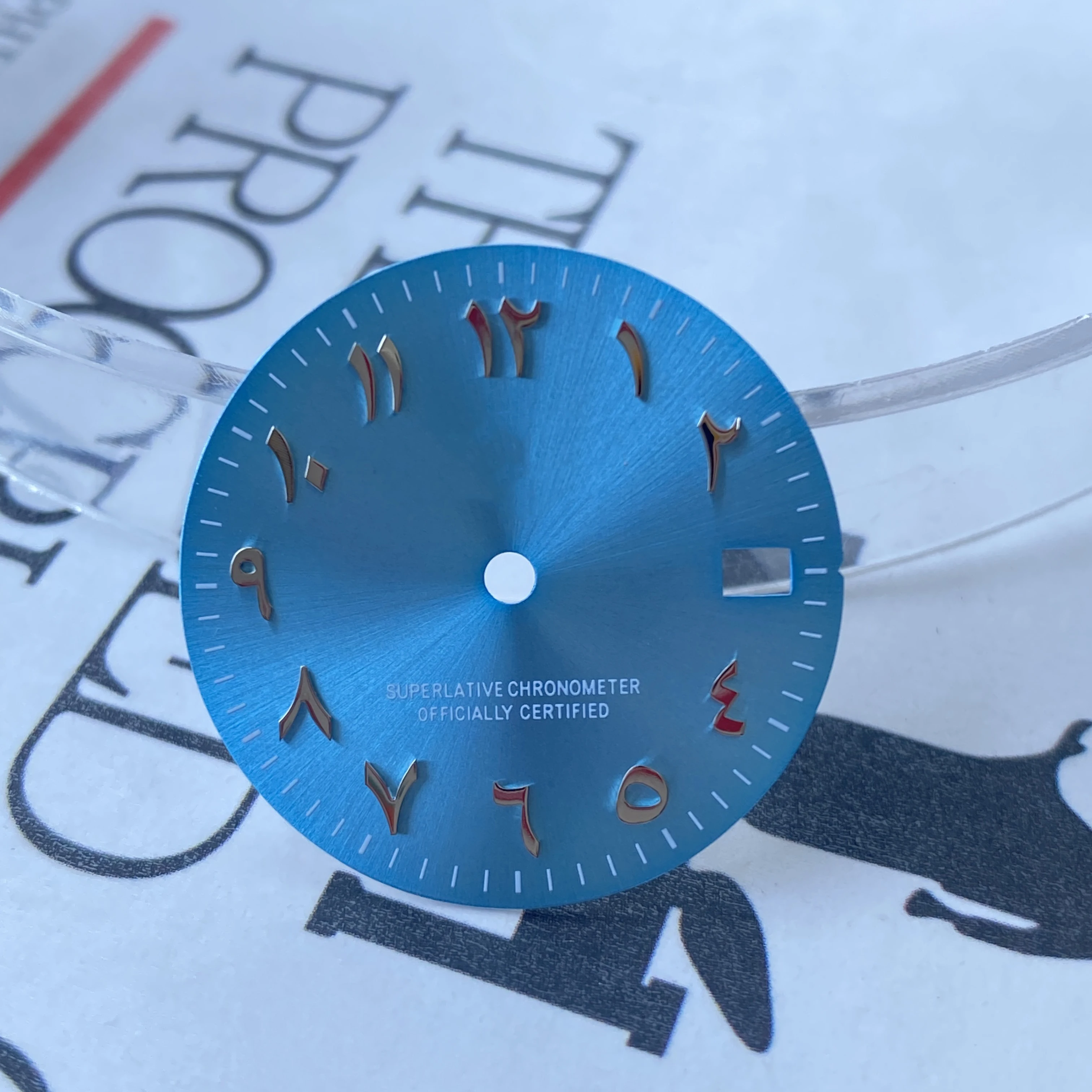 28.5mm Hot selling green Arabic numerals s logo dial bl no Luminous Suitable s green dial nh35 nh36 movement watch accessories