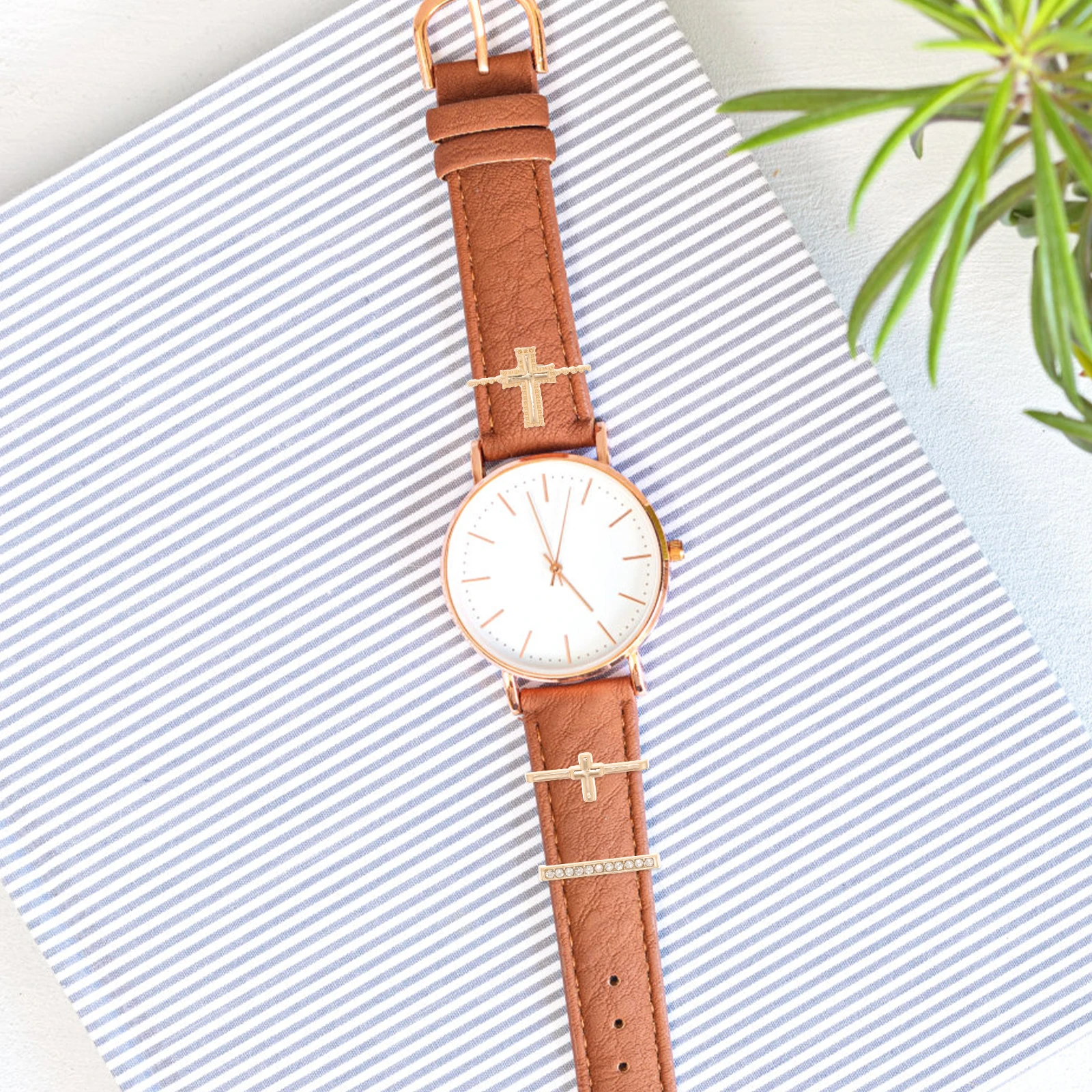 

5 Pcs for Decorative Charms Unique Rings For Watch Strap Cross Design