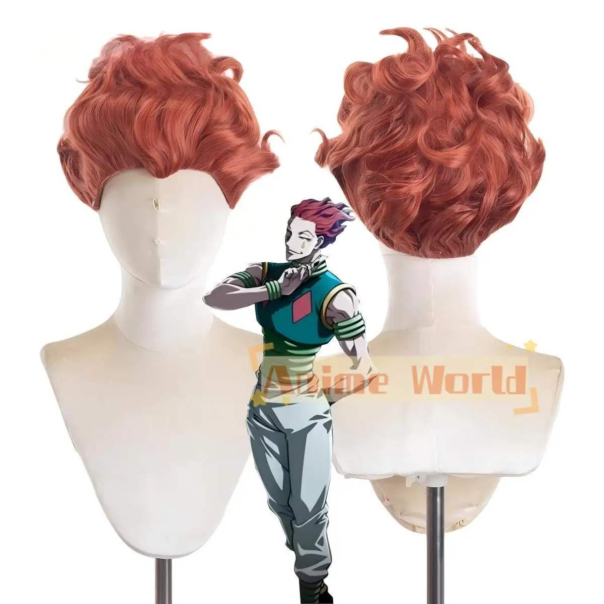 

Anime Hisoka Cos Cosplay Wig Halloween Carnival Party Props Synthetic Hair Heat Resistant Fiber + Wig Cap