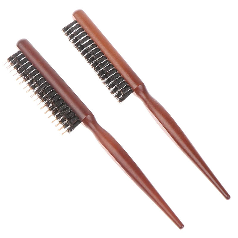 Professional Salon Teasing Back Hair Brushes Boar Bristle Wood Slim Line Comb Hairbrush Extension Hairdressing Styling Tools DIY