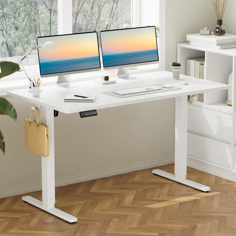 Electric Standing Desk, Height Adjustable Sit Stand Up Desk, Computer Workstation Rising Home Office Gaming Table With Memory Preset Splice Board