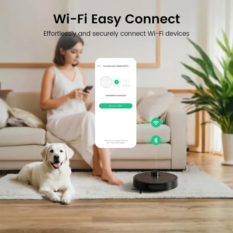 Робот-пылесос TUVACS для уборки, лидарная навигация и невидимая настройка стен, идеально подходит для уборки твердых полов, ковров и волос домашних животных