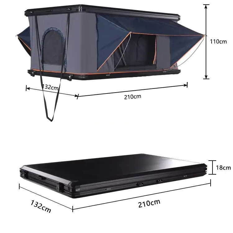 Afbeelding 7: Robuuste 1-3 persoons opklapbare daktoptent van aluminiumlegering, waterdicht polyester, met ladder voor kampeertrips in de buitenlucht