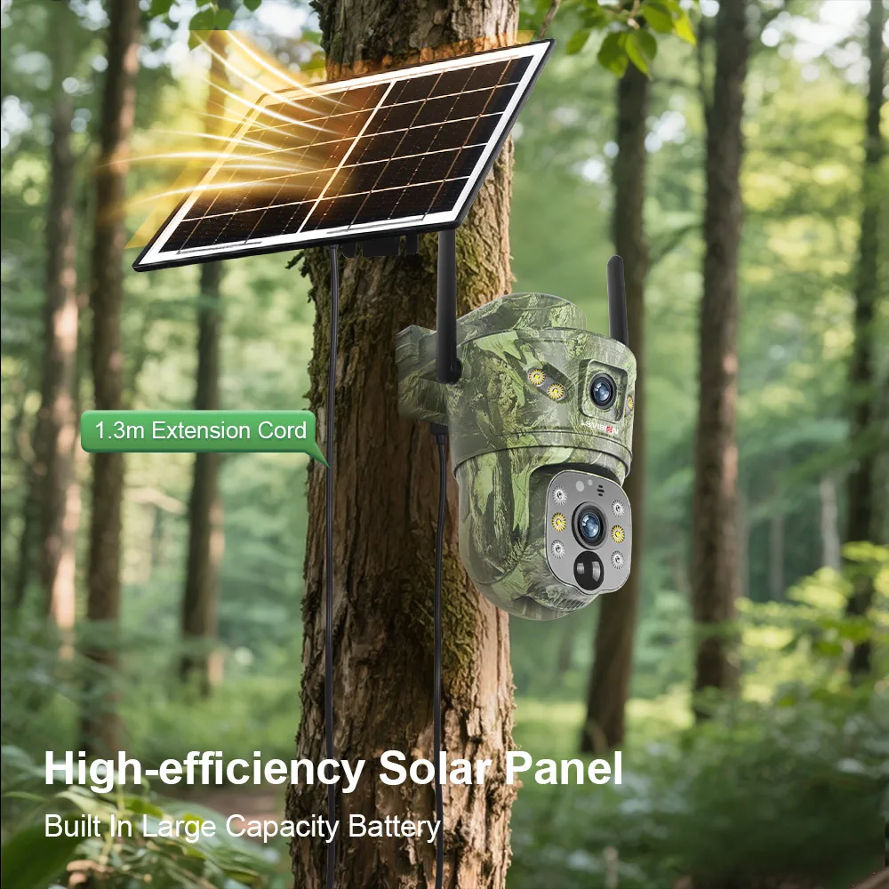 LS VISION Dual Lens WIFI Wireless PTZ Solar Camera 4G SIM With Solar Panel Two Way Audio Outdoor Hunting Trail Wildlife Forest