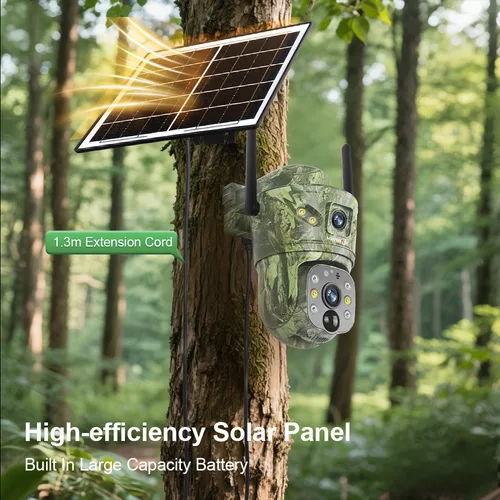 Imagen 2 del producto LS VISION 2 lentes 8MP 4G cámara de seguridad Solar WiFi inalámbrica al aire libre detección humana/Animal AI impermeable vida silvestre Cctv noche