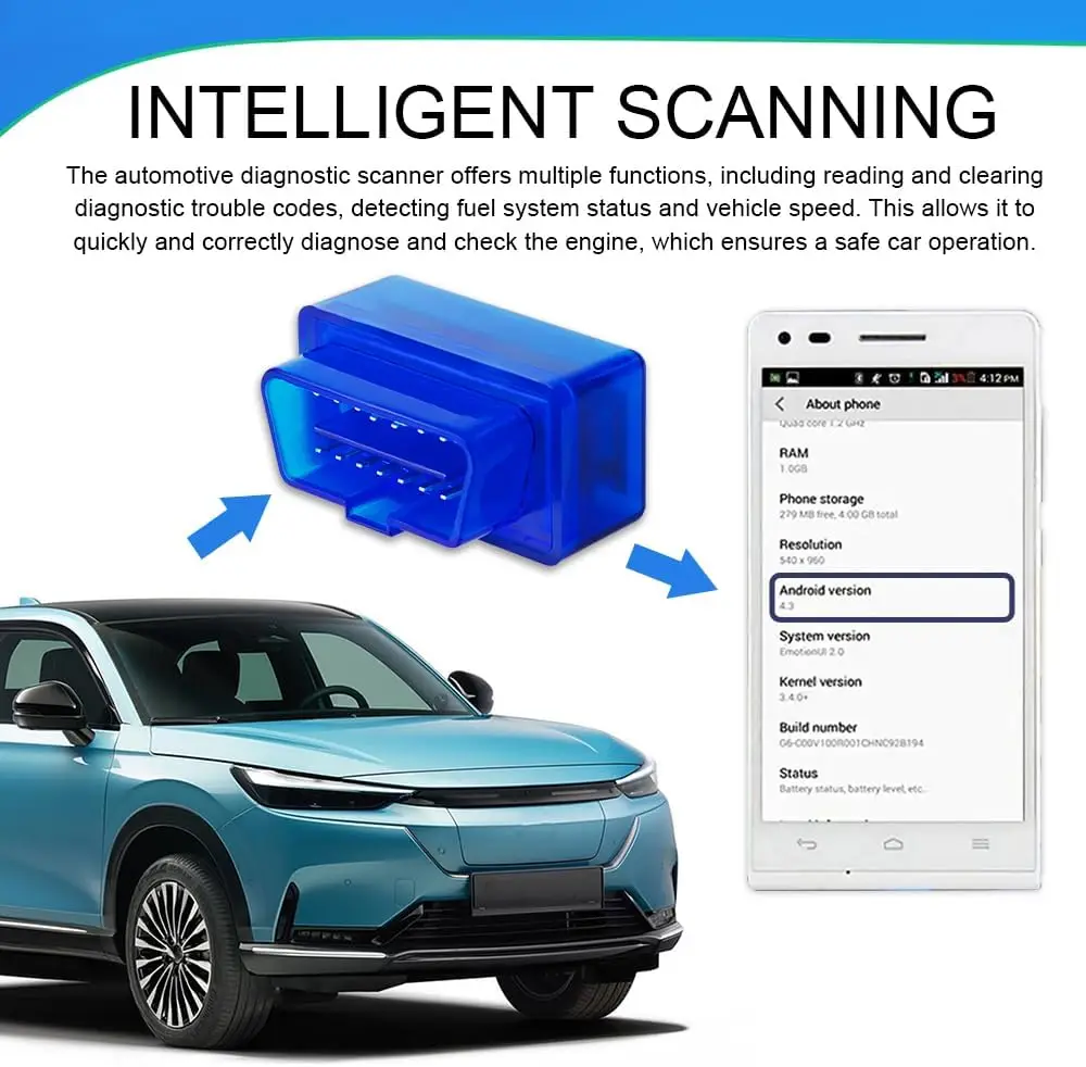 Scanner OBD2 ELM327 da 2 pezzi, strumento diagnostico per auto Bluetooth per Android/Windows