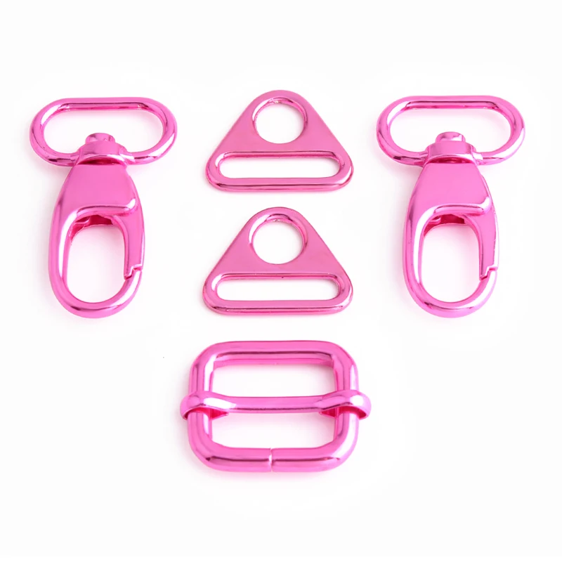 5PCS three styles pink multifunctional metal belt adjuster metal pet silder pin buckle messenger bag mountaineering buckle